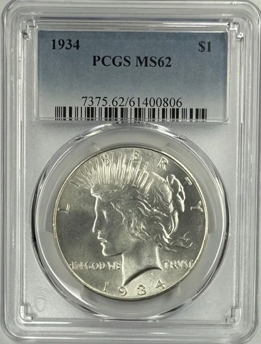 1934 Peace Dollar $1 PCGS MS62 ‼️BLAST WHITE - LOTS OF CARTWHEEL LUSTER‼️