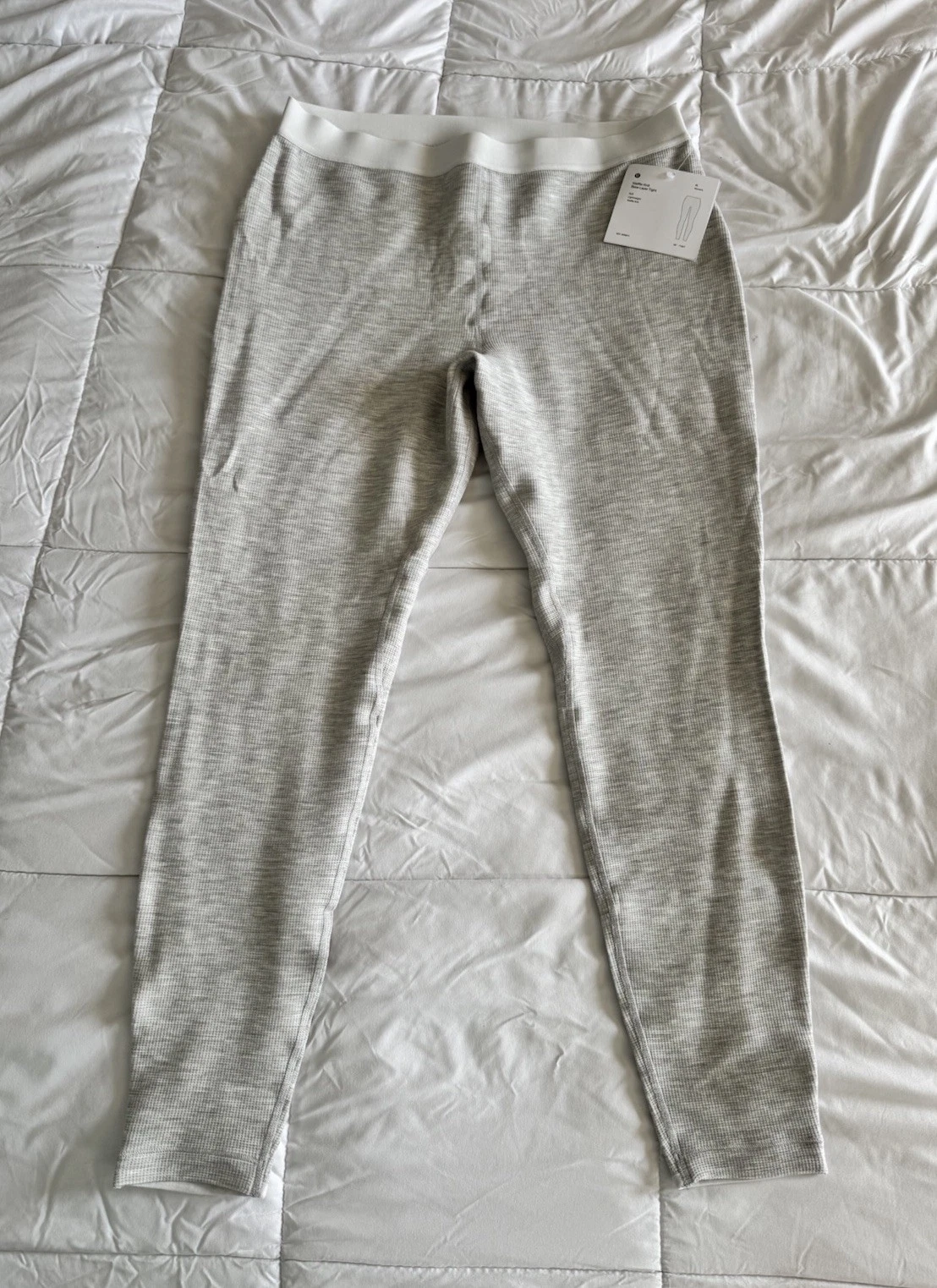 New Lululemon Size XL Waffle-Knit Base Layer Tight 28" Heather Light Gray