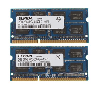Elpida 4GB 2X 2GB PC3-8500S DDR3 1066Mhz SO-DIMM Laptop Memory RAM PC8500 2GB/