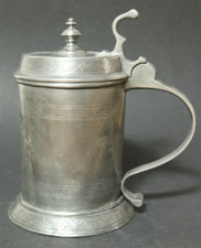 Alter Walzenkrug 1776 ? Zinnkrug Bierkrug Zinn Bier Krug Kanne gravierter Humpen