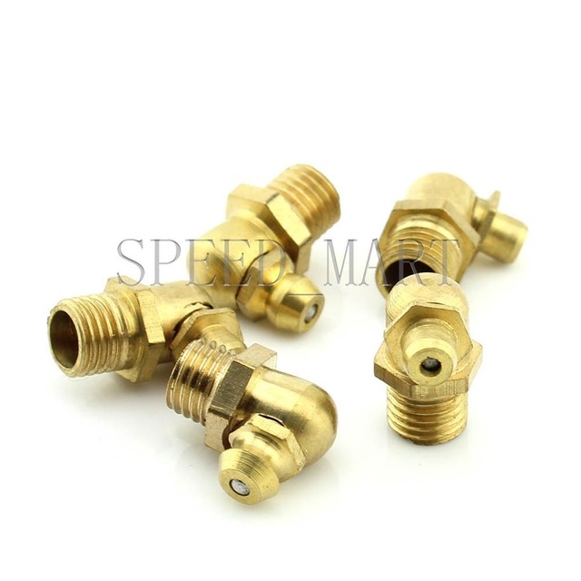 5 pcs M8 Male Thread 90 Degree M8 Brass Hydraulic Grease Nipple Fitting