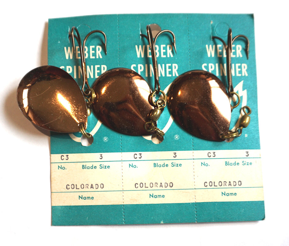 Weber Colorado Spinners, LOT OF 12 LURES, Size 3 Blade, Copper, USA Made #C3 - Image 2