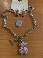 Teddy Bear Necklace  Earrings
