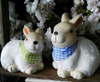 2 X GroßE Hasen Ton Kunstfell Osterhasen Fell Weiß Ostern Osterdekoration