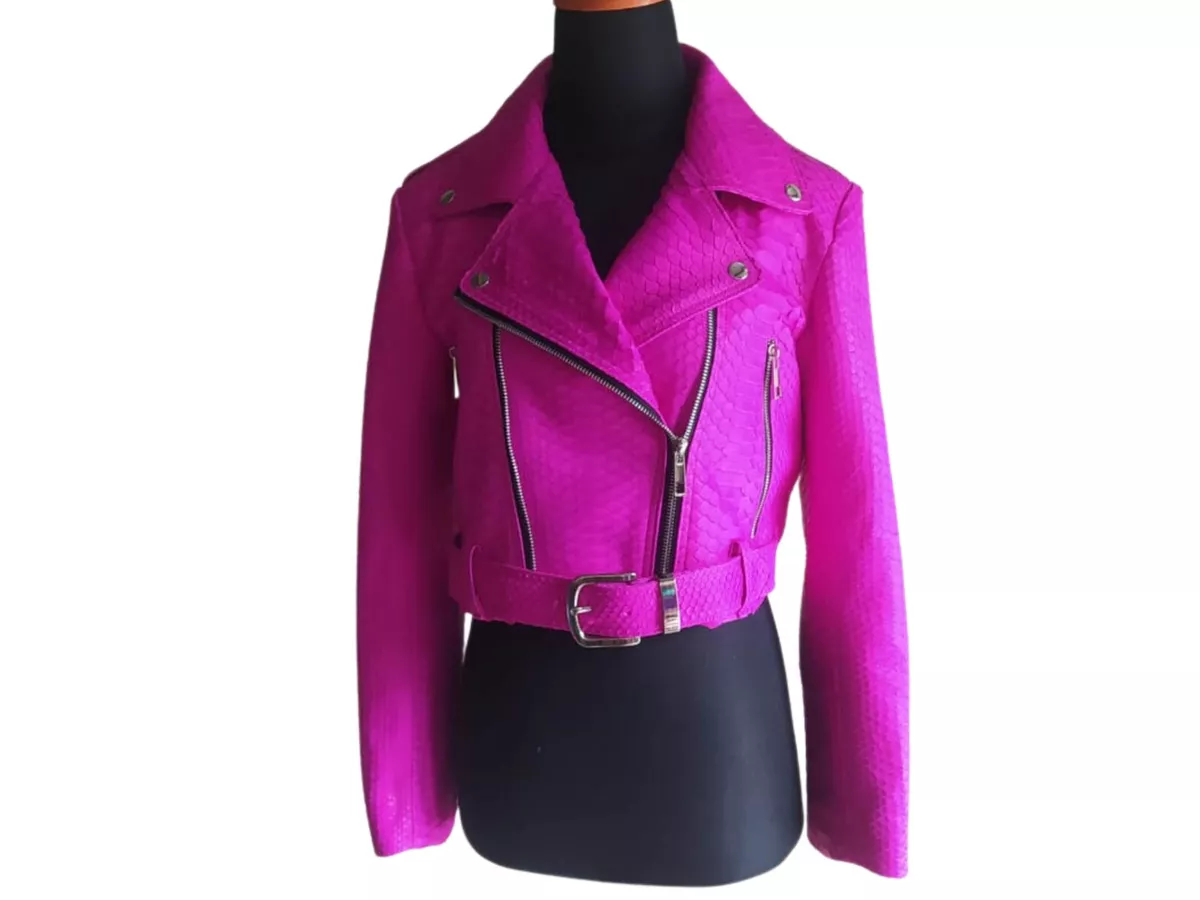 Hot Pink Python Leather Jacket for Her