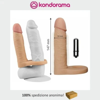Lovetoy dildo fallo realistico vibrante aggiuntivo per doppia penetrazione 15 cm