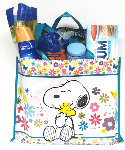 Peanuts Snoopy & Woodstock 17" Heavy-Duty Reusable SPRING Grocery Tote Gift Bag