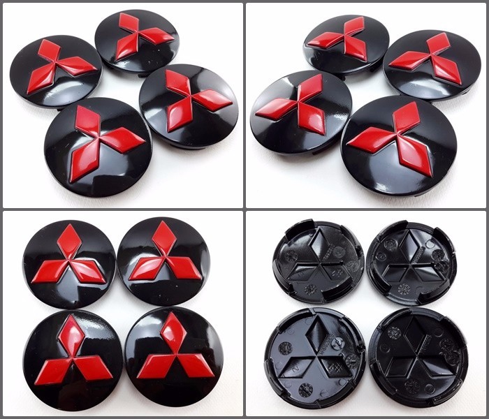 WHEEL CENTER HUB CAPS RED BLACK 56mm. Parts FOR Mitsubishi Lancer