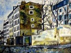 Ca. 1970 Impressionist Oil Street Scene by Leo Revi (b.1943) — photo 2