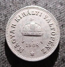 OLD COIN OF AUSTRIA-HUNGARY HABSBURG EMPIRE 10 FILLER 1908 FRANZ JOSEPH I