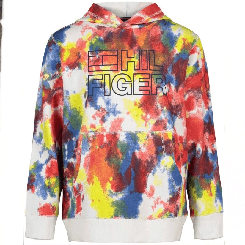 TOMMY HILFIGER Big Boys Bright Tie Dye Pullover Hoodie With Pockets Large  16/18 m.mucglobal.com