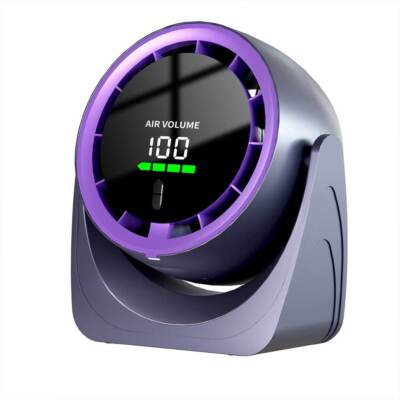 NEU MODISCHER WIEDERAUFLADBARER 360 GRAD DREHBARER VENTILATOR MIT DIGITALANZEIGE