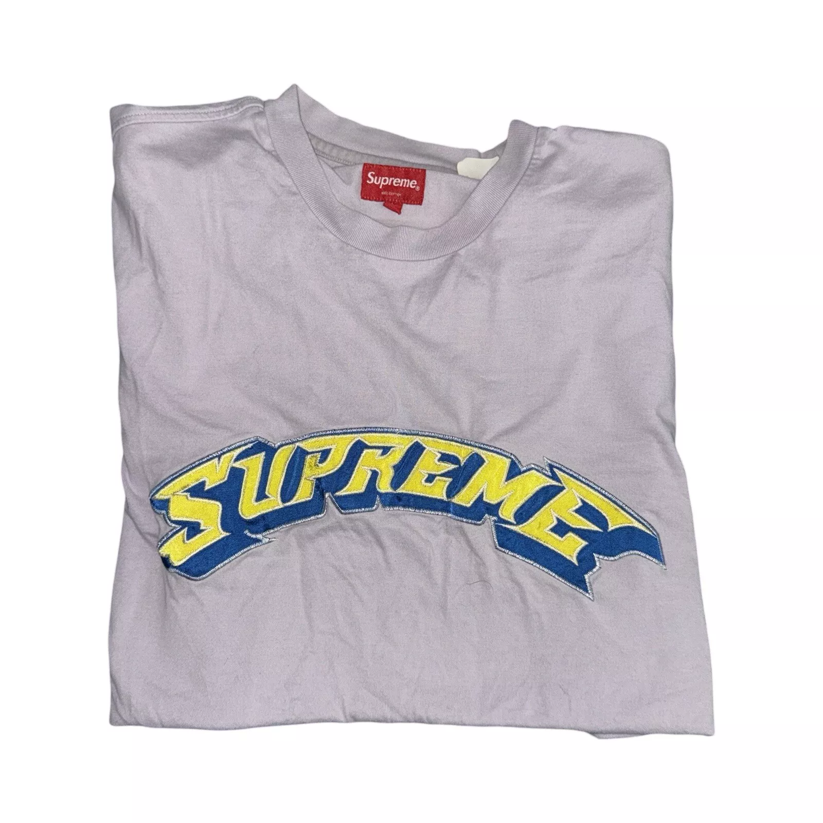 Supreme (jaune et violet clair ) TAILLE L ( T shirt brodé )