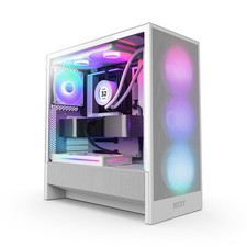 NZXT H5 Flow RGB Compact Tempered Glass ATX Mid-Tower Airflow Computer Case, Whi