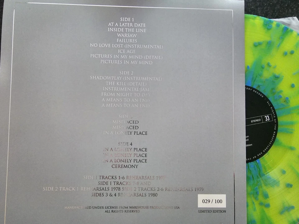 JOY DIVISION ULTRA RARE YELLOW/GREEN SPLATTER VINYL 2LP - Image 2 of 3