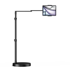 Adjustable Floor Stand with Heavy Duty Base, 24in Horizontal Long Arm iPad Fl...