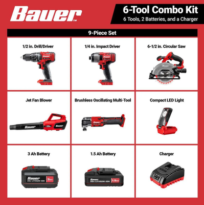 #ad #ad 20V Cordless Power Tool Combo Kit 6 Tool Set Drill Saw Impact Battery Charger $179.99