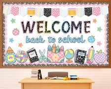 Welcome Back to School Bulletin Board Set Composition Notebook Classroom Deco...