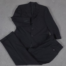 Brooks Brothers 2-Piece Suit Mens 42R Pants 38x32 Black Pinstripe Woolmark