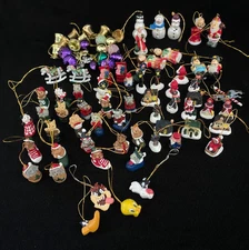Vintage Lot Miniature Assorted Christmas Tree Ornaments Looney Tunes Animals
