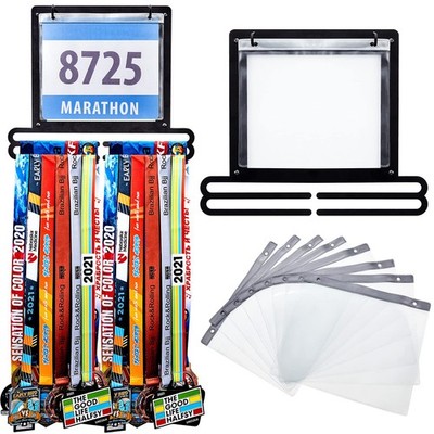 Moxweyeni Race Medal and Bib Display Medal Hanger Running Bib and Medal Holder W
