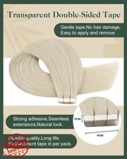 Ugeat Tape In Extensions 12" Platinum Blonde Human Hair for Short Hair