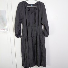 Old Navy Dress Womens L  Midi Cinch Waist Embroidered Tiered Cottagecore Church