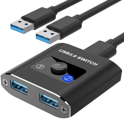 USB 3.0 Switch, Bi-Directional USB Switcher 2 in 1 Out/1 in 2 Out, Aluminum U...