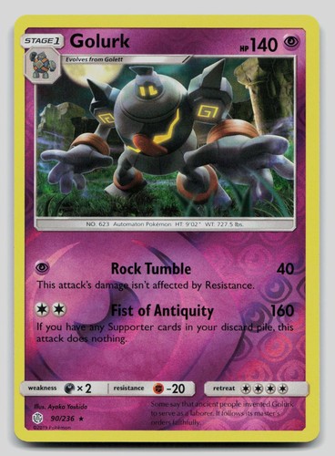 Golurk 90/236 Rare Cosmic Eclipse Pokemon Reverse Holo Near Mint
