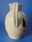 Vintage Williamsburg Pottery Hand Thrown Salt Glaze Cobalt Blue Leaf Pitcher — photo 2