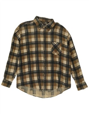 Vintage Herren Flanell Hemd 2XL Khaki Kariert Baumwolle AQ20