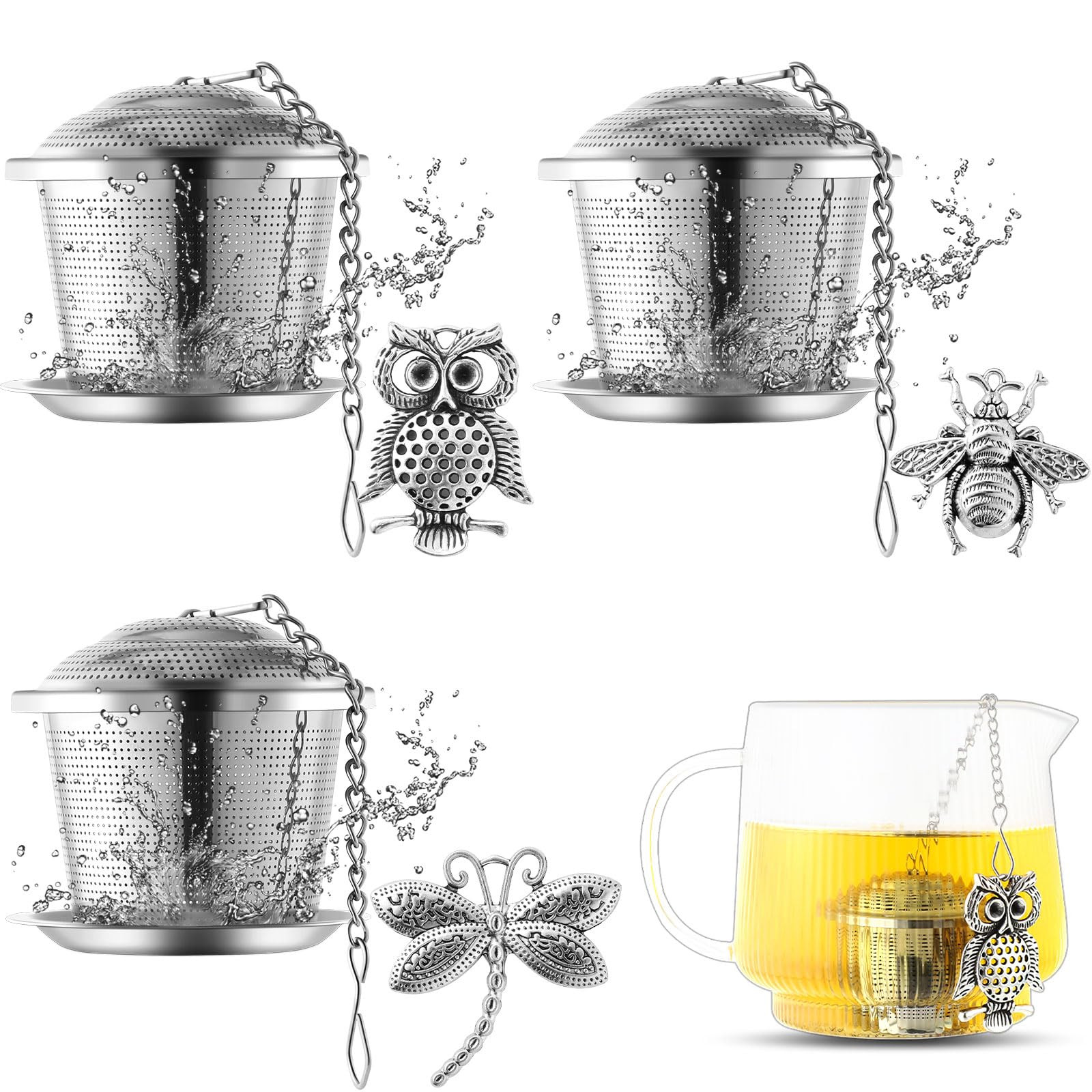 3 Stainless Steel Fine Mesh Tea Infusers for Loose Leaf Tea Brewing