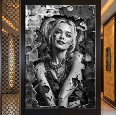 XL LEINWAND BILDER BIS 165x110x5 Harley Quinn Suicide Squa WANDBILD SCHWARZ WEIß