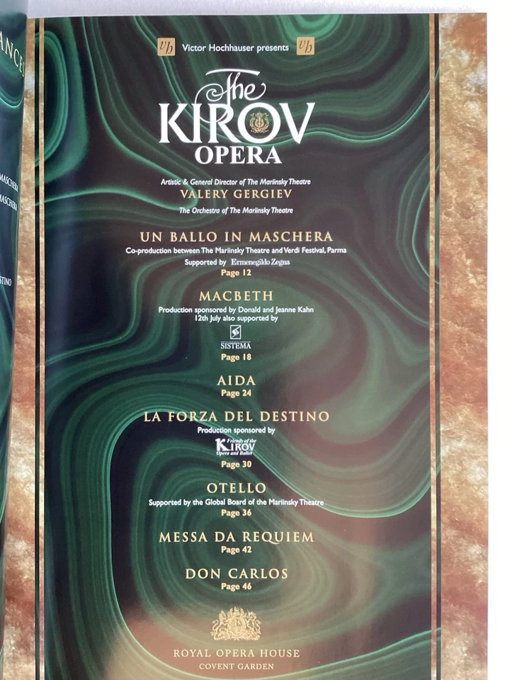 The Kirov Opera - Tribute To Verdi - ROH London Colour Brochure Programme 2001 - Image 2 of 4