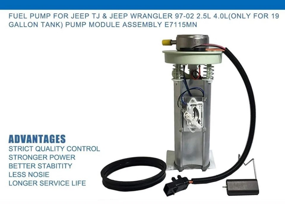 Bomba de combustible E7115MN repuesto para Jeep Wrangler TJ 1997-2002 2,5 L 4,0 L 19 galones Foto 2 de 4