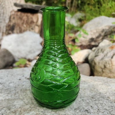 Vintage Bagdad Hookah Bottle Green Glass Moon And Stars Made in USA