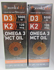 2 Bottles Vitamin D3 K2 Omega 3 MCT Oil Drops 2fl oz each bottle