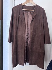 Laura clement Brown goat leather suede 3/4 sleeve jacket  14 ExcellentCondition