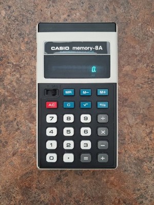 Vintage CASIO MEMORY-8A Calculator  Working Electronic Retro Calculator