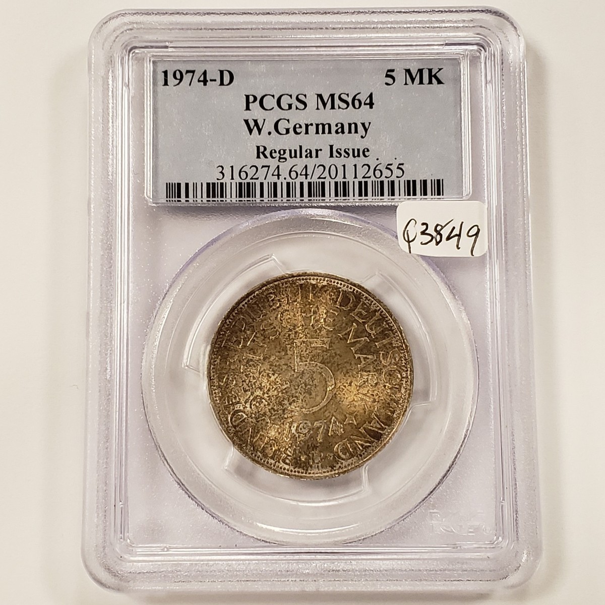 1974-D Germany Federal Republic 5 Mark .2251 ASW - PCGS MS 64