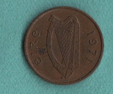 1971 Ireland 1 Penny World Coin
