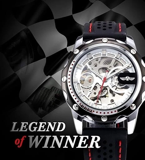 Reloj automático AMPM24 Skeleton para hombre correa de silicona negra mecánico deportivo PMW08 Foto 2 de 4