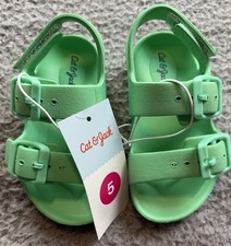 Cat Jack Toddler Girls 5T Green Blown EVA Ade Sandals Contoured Footbed