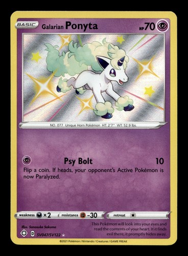 Galarian Ponyta SV047/SV122 Shining Fates: Shiny Vault Holo Rare Pokemon TCG