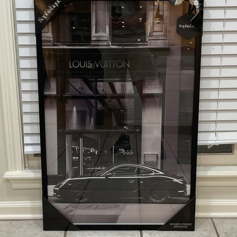 Louis Vuitton Framed Vertical Contemporary Poster Storefront Car Black Gray