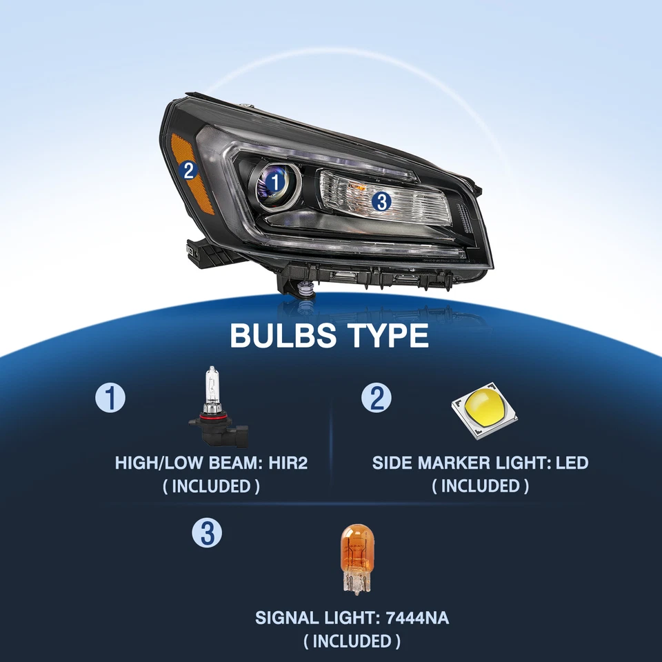 For 2013-2016 GMC Acadia Halogen Projector 2Pcs Headlights Headlamps Assembly - Image 3 of 4