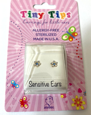 Studex Tiny Tips Earrings For Little Ears TT6049 GP Daisey Crystal Sep Sapphire