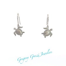 Sterling Silver Turtle Earrings With CZ