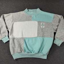 VTG 90s Gitano Pullover Sweatshirt Pastel Color Block Aqua Teal Size M L
