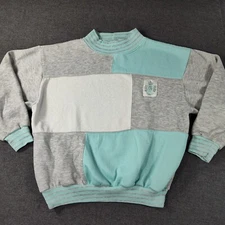 VTG 90s Gitano Pullover Sweatshirt Pastel Color Block Aqua Teal Size M L